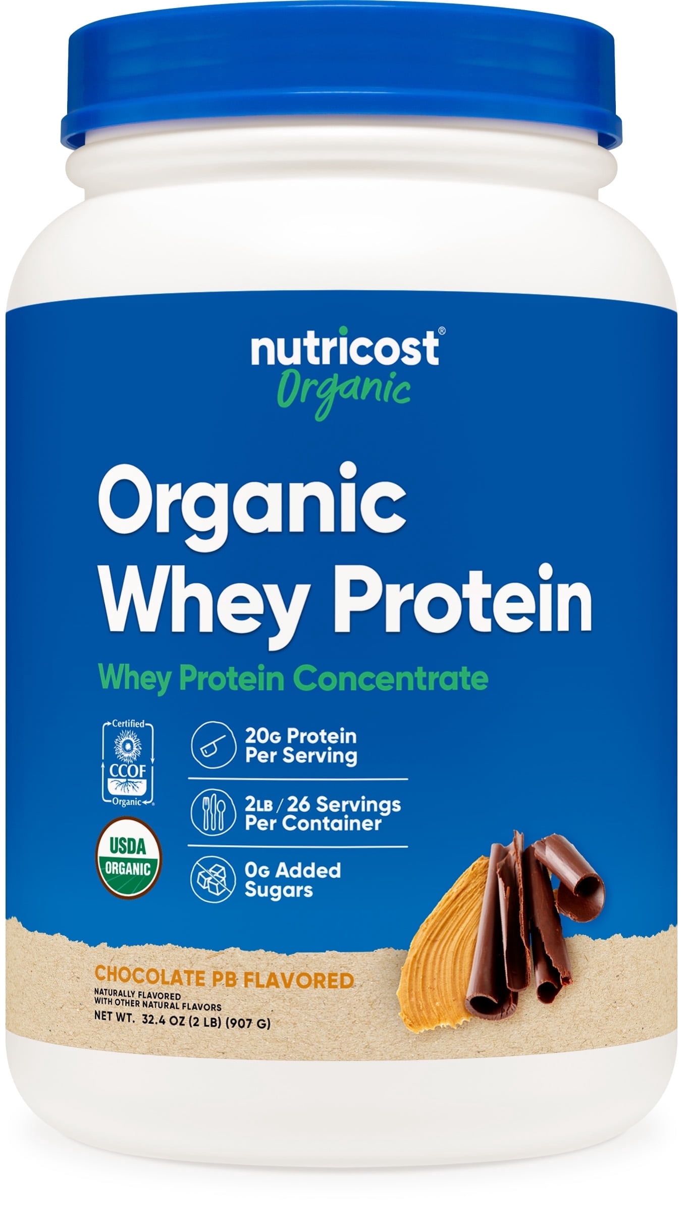 Nutricost Organic Whey Protein Concentrate, Chocolate Peanut Butter Flavored, (2LBS) - Gluten-Free, Non-GMO