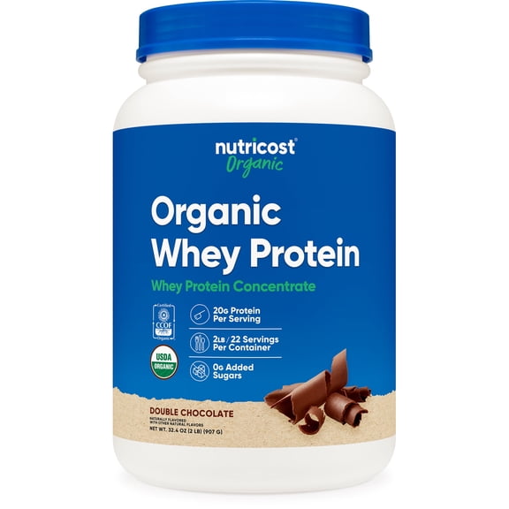 Nutricost Organic Whey Protein Concentrate, Double Chocolate Flavored, (2LBS) - Gluten-Free, Non-GMO