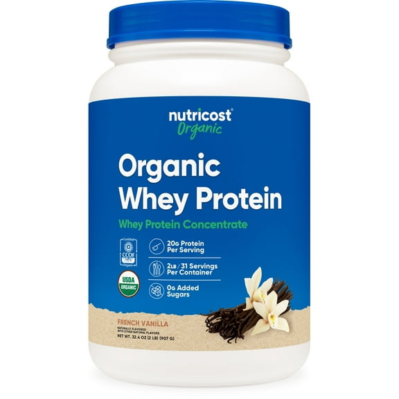 Nutricost Organic Whey Protein Concentrate, French Vanilla Flavored, (2LBS) - Gluten-Free, Non-GMO