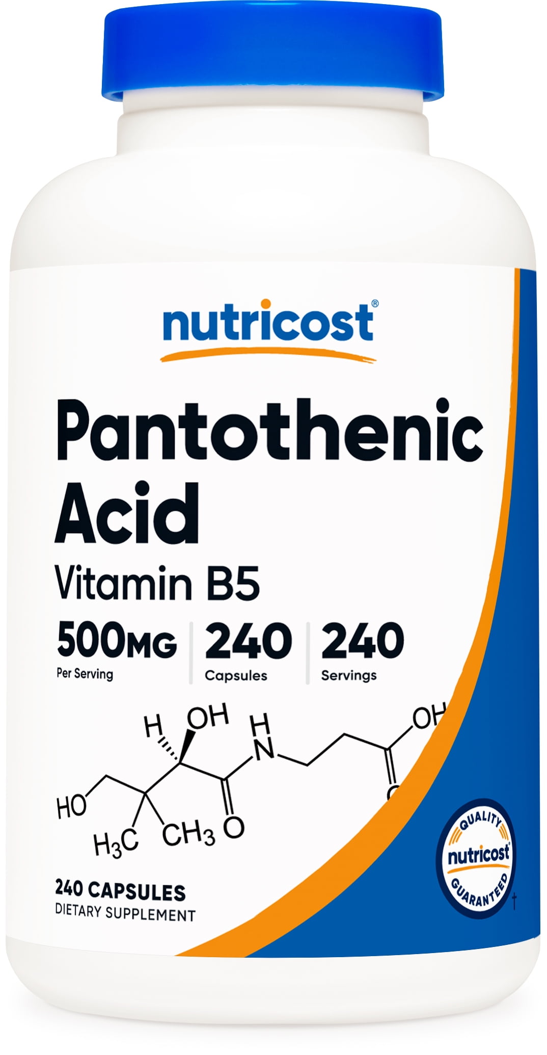 Nutricost Pantothenic Acid (Vitamin B5) Supplement 500mg, 240 Capsules