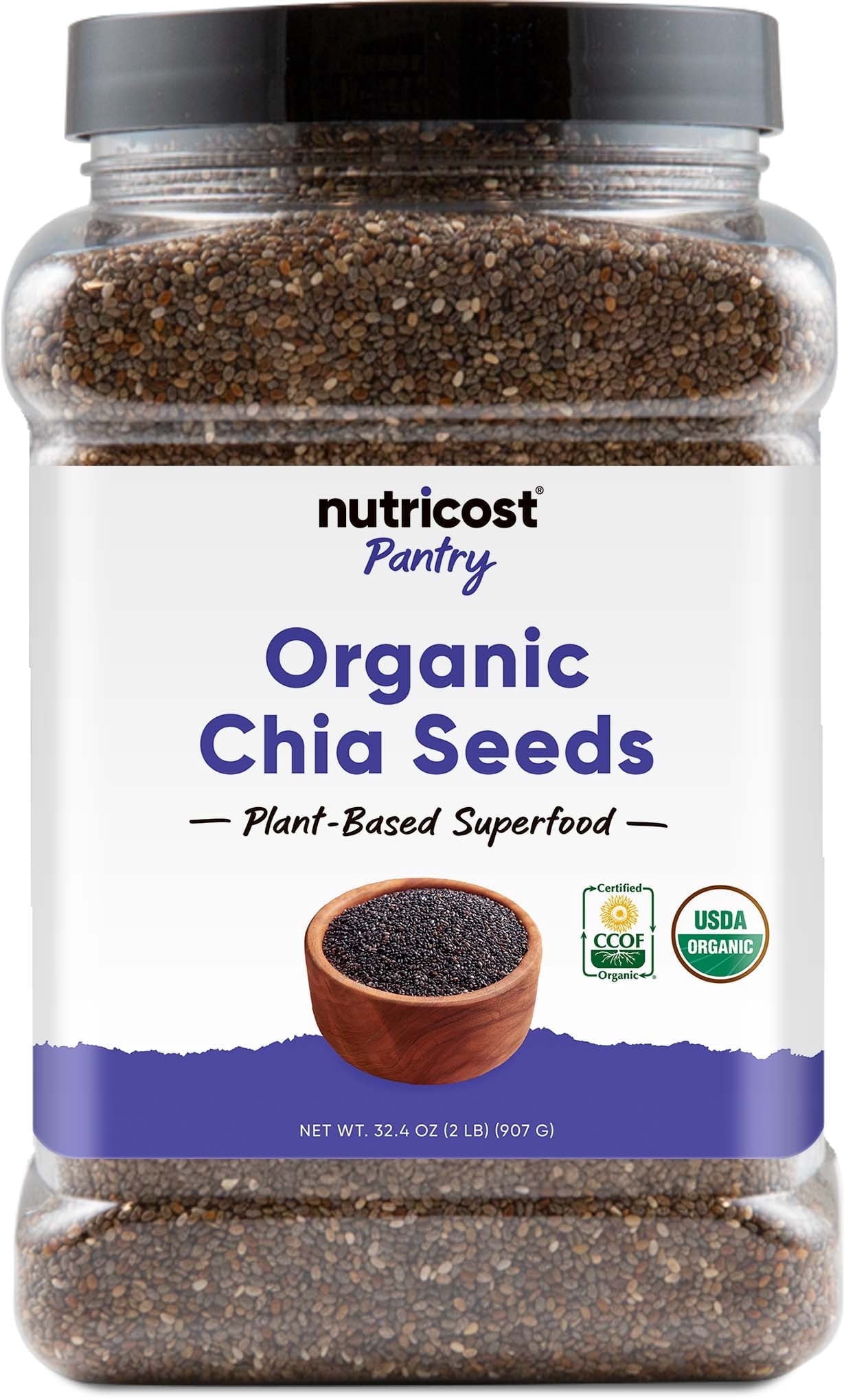 Nutricost Pantry Organic Chia Seeds (2 lbs) - Plant Based Superfood, Vegan, GMO-Free