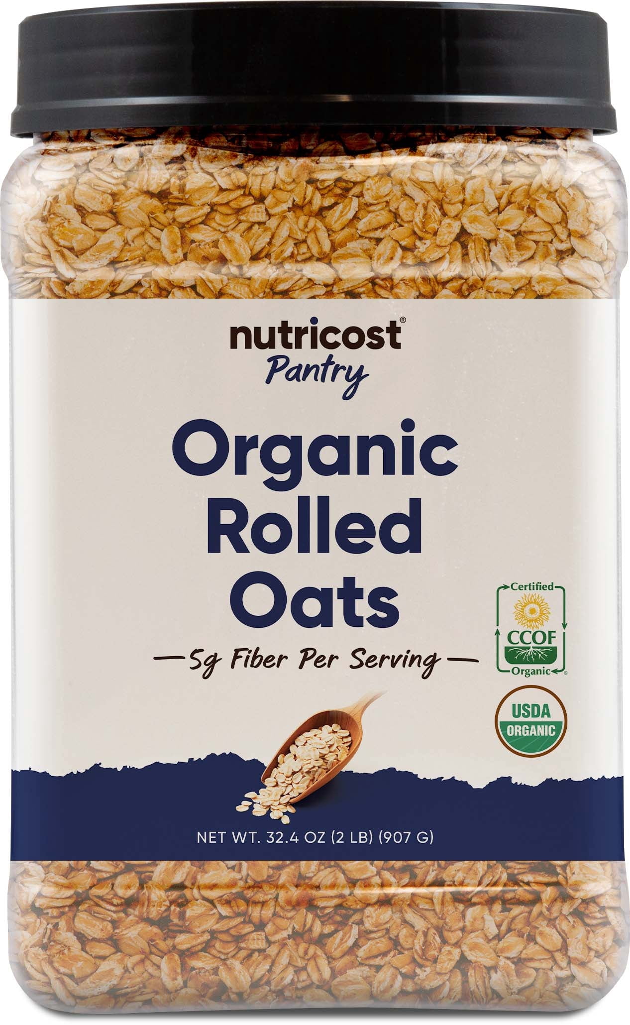 Nutricost Pantry Organic Rolled Oats (2 LB) - 5g Fiber Per Serving ...