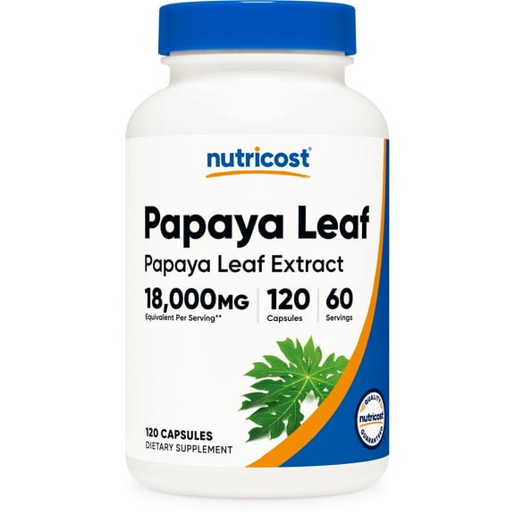 Nutricost Papaya Leaf Extract (18,000mg Equivalent) 120 Vegan Capsules - GMO-Free, Gluten Free, 60 Servings