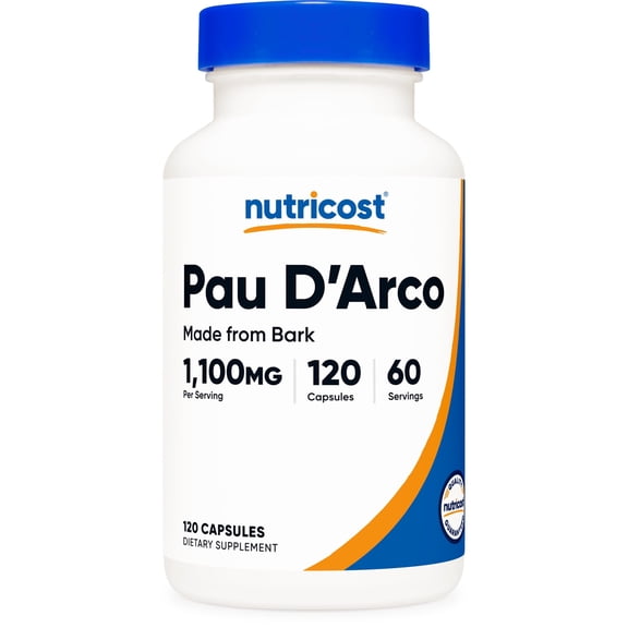 Nutricost Pau D'Arco Inner Bark 1100mg, 120 Vegetarian Capsules (60 Serv) - Non-GMO Supplement