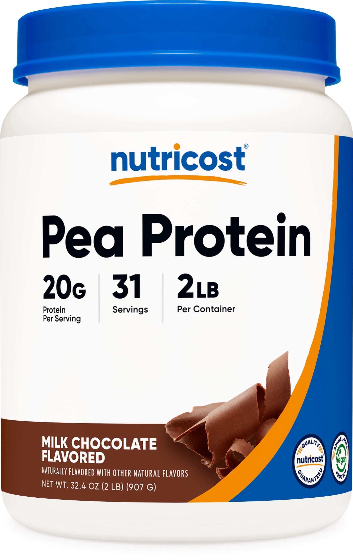 Nutricost Pea Protein Powder (2 LBS) Chocolate - 20g of Vegan Pea Protein Isolate, GMO-Free, Gluten-Free, 31 Servings