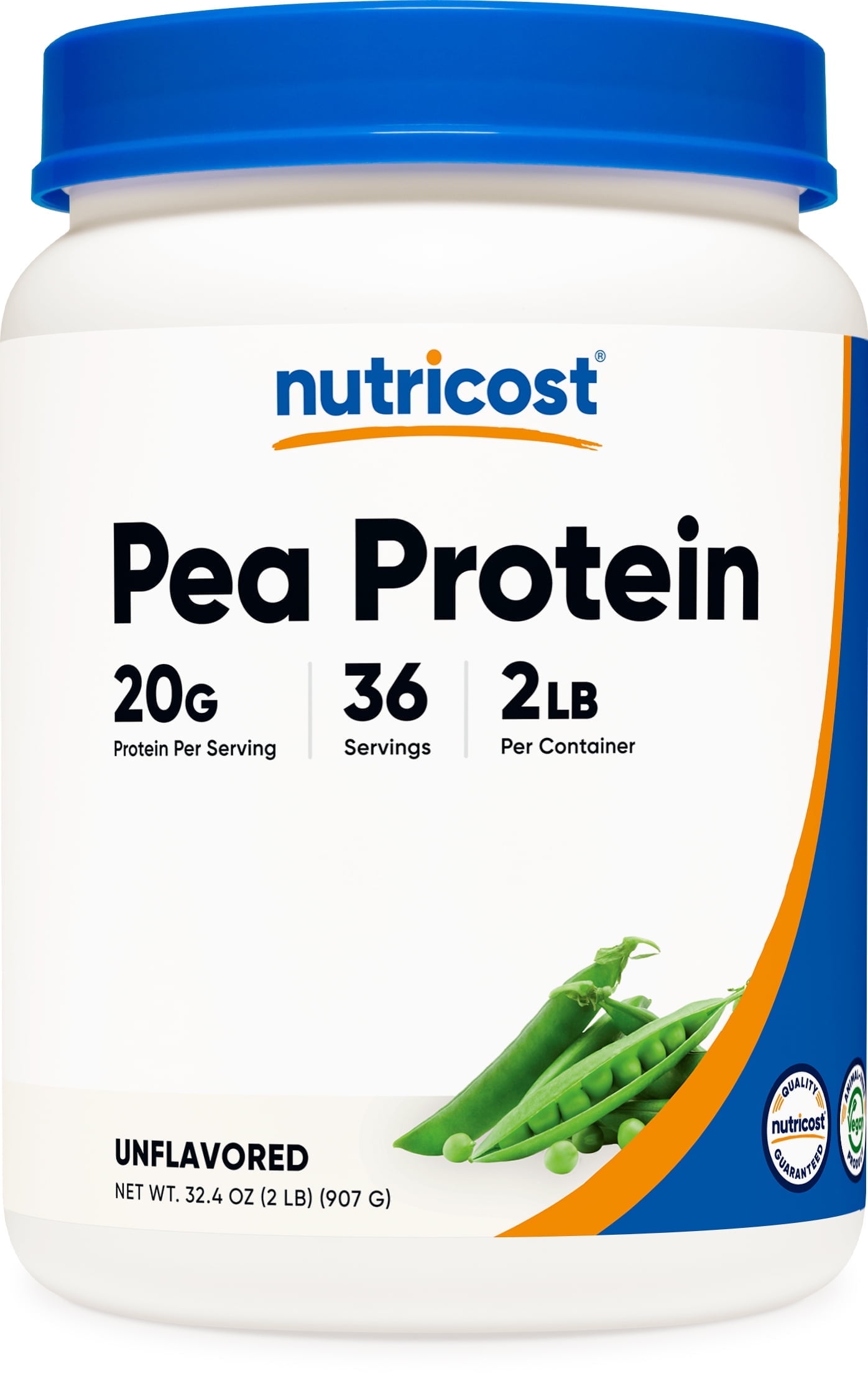Nutricost Pea Protein Powder (2 lbs) Unflavored - 20g of Vegan Pea Protein Isolate, GMO-Free, Gluten-Free, 36 Servings