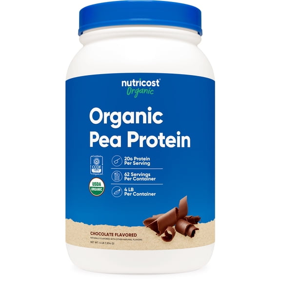 Nutricost Pea Protein Powder (4 LBS) Chocolate - 20g of Vegan Pea Protein Isolate, GMO-Free, Gluten-Free, 62 Servings