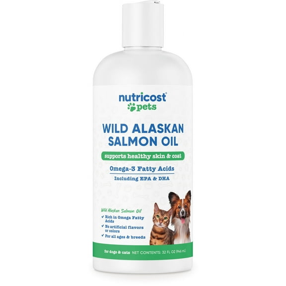 Nutricost Pets Wild Alaskan Salmon Oil for Dogs and Cats, 32 fl oz, Supports Healthy Skin & Coat, Omega-3 Fatty Acids Including EPA & DHA