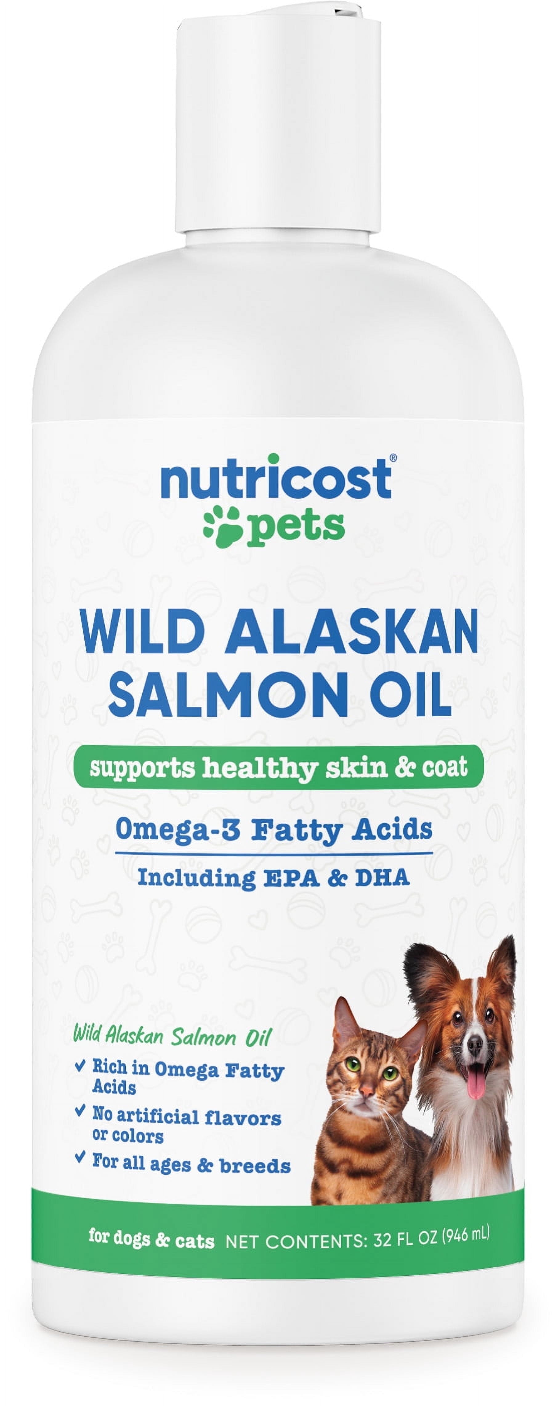 Nutricost Pets Wild Alaskan Salmon Oil for Dogs and Cats, 32 fl oz, Supports Healthy Skin & Coat, Omega-3 Fatty Acids Including EPA & DHA