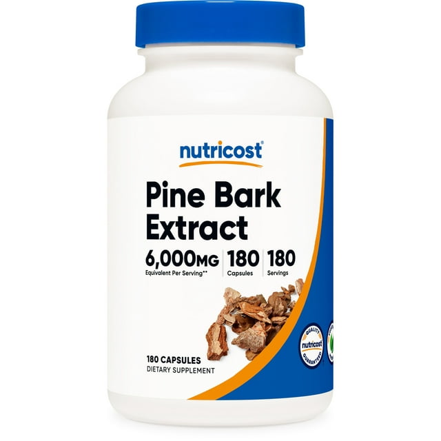 Nutricost Pine Bark Extract 6000mg Equivalent, 180 Capsules NonGMO