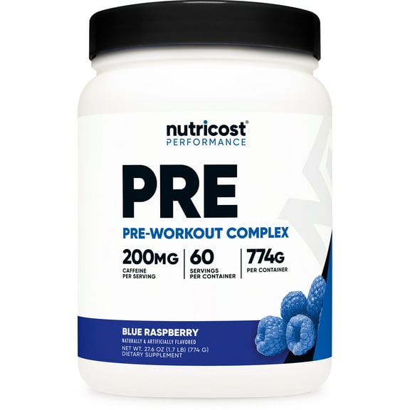 Nutricost Pre-Workout Complex Powder (Blue Raspberry) 60 Serivings - Fitness Supplement with Beta-Alanine, Taurine & Amino Acids