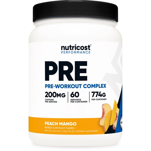 Nutricost Pre-Workout Complex Powder (Peach Mango) 60 Serivings - Fitness Supplement with Beta-Alanine, Taurine & Amino Acids