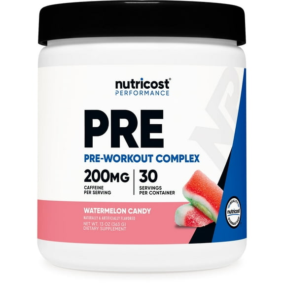 Nutricost Pre-Workout Complex Powder (Watermelon Candy) 30 Servings - 200mg of Caffeine per Serving, GMO-Free, Gluten-Free, Vegetarian