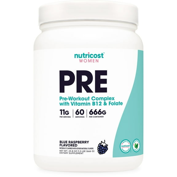 Nutricost Pre-Workout Powder for Women, Blue Raspberry, 60 Servings, Supplement