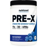 Nutricost Pre-X Xtreme Pre-Workout Complex Powder Blue Raspberry (30 Serv) - Non-GMO Supplement
