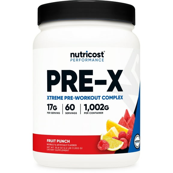 Nutricost Pre-X Xtreme Pre-Workout Complex Powder, Fruit Punch, 60 Servings, Vegetarian, Non-GMO and Gluten Free