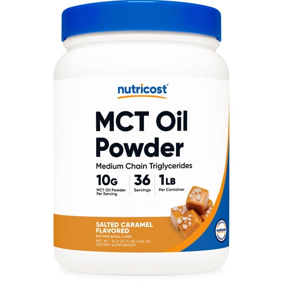 Nutricost Premium MCT Oil Powder (1 LB) (Salted Carmel) - Best for Keto, Ketosis, and Ketogenic Diets - Non-GMO and Gluten Free, Medium Chain Triglyceride