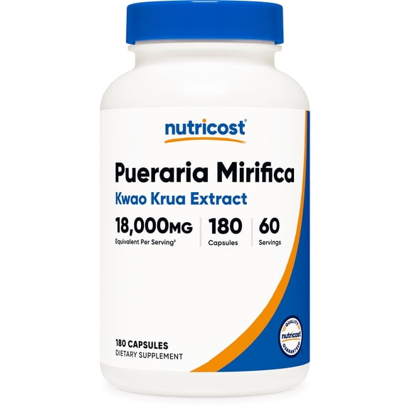 Nutricost Pueraria Mirifica 18,000mg Equivalent (from 900mg of 20:1 Extract) Per Serving, 180 Capsules for 60 Servings Per Bottle - Kwao Krua Extract, Vegan, GMO-Free, Gluten-Free