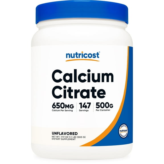 Nutricost Pure Calcium Citrate Powder 500 Grams (Unflavored) Supplement