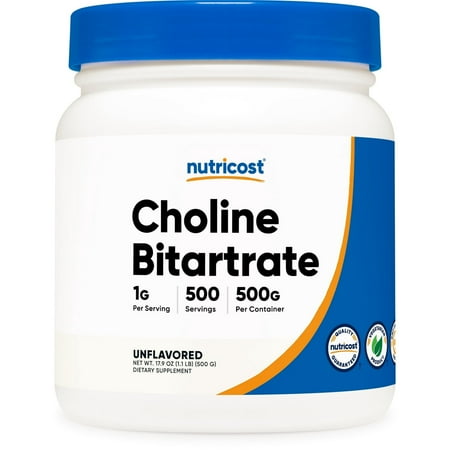 Nutricost Pure Choline Bitartrate Supplement Powder, 500 Grams