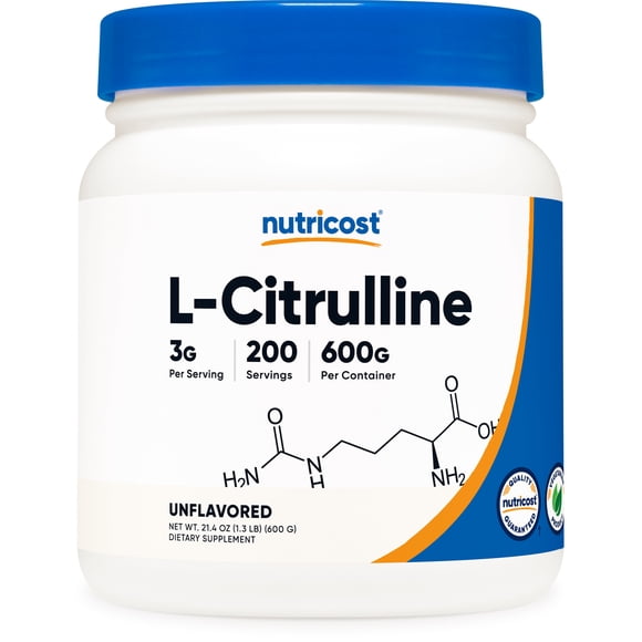 Nutricost Pure L-Citrulline Powder 600 Grams - No Malate, Non-GMO Supplement
