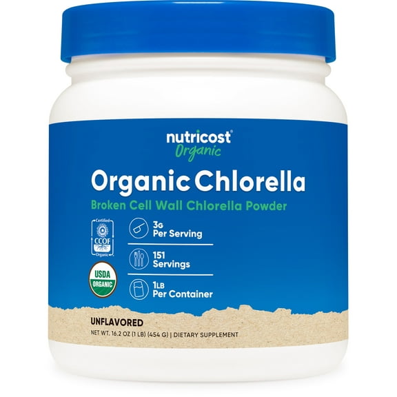 Nutricost Pure Organic Chlorella Powder 16oz - 3000mg per Serving, Supplement