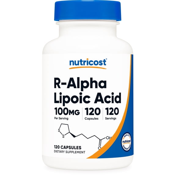 Nutricost R-Alpha Lipoic Acid 100mg, 120 Capsules -Non-GMO, Gluten Free Supplement