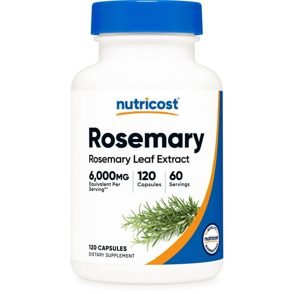 Nutricost Rosemary Extract (6,000mg Equivalent) 120 Capsules - Vegan Rosemary Leaf Extract Supplement, Gluten-Free, GMO-Free, 60 Servings