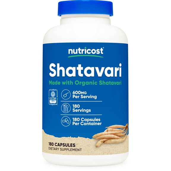 Nutricost Shatavari 600mg, 180 Capsules - Supplement made with Organic Shatavari