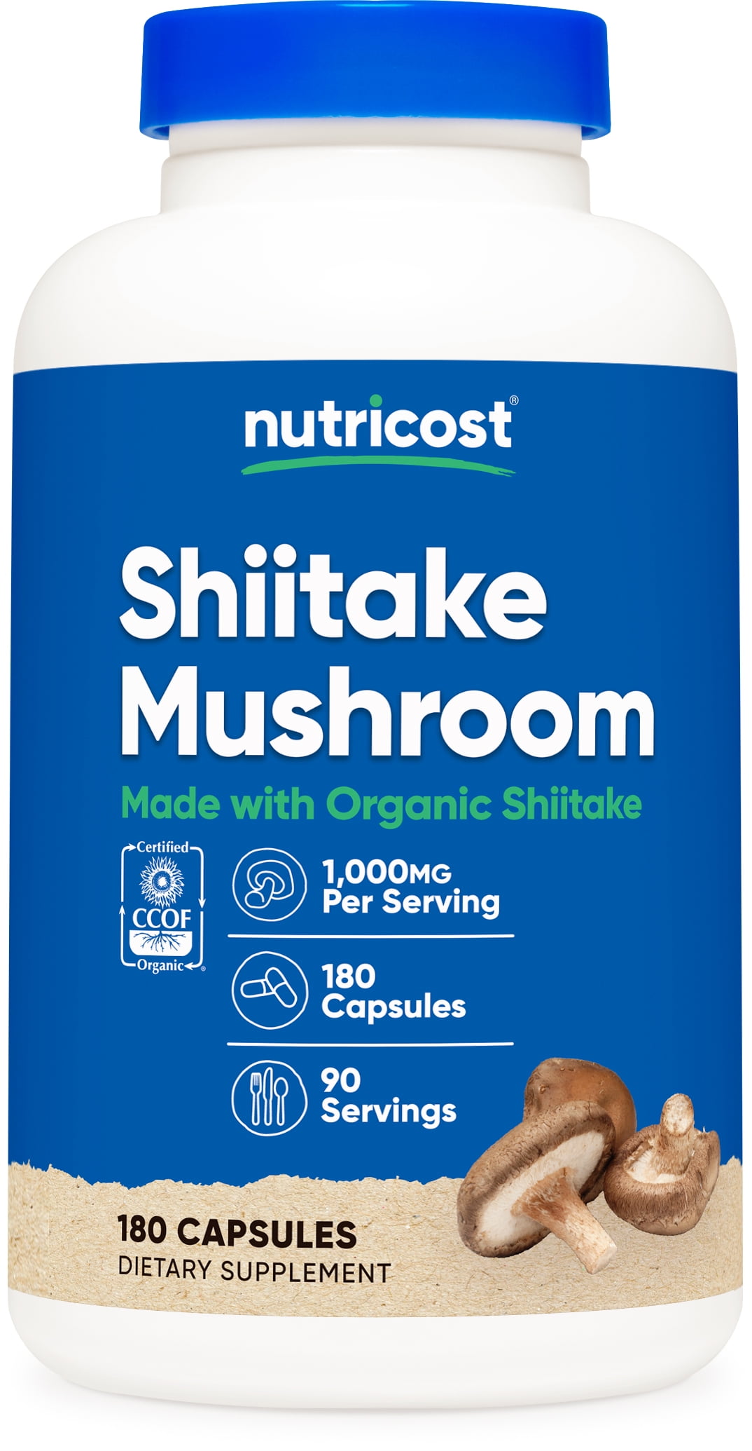Nutricost Shiitake Mushroom Supplement Capsules 1000mg, 90 Servings