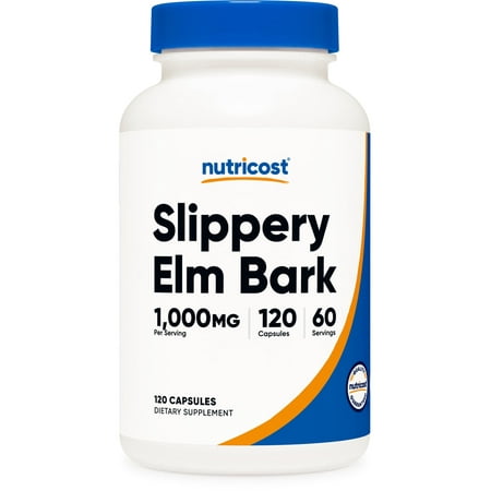 Nutricost Slippery Elm Bark Capsules 1000mg Per Serving, 120 Capsules - Non-GMO Supplement