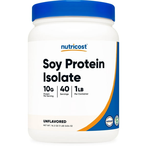 Nutricost Soy Protein Isolate Powder, 1 LB Unflavored - 10 Grams of Protein Per Serving, Vegan, GMO-Free & Gluten Free