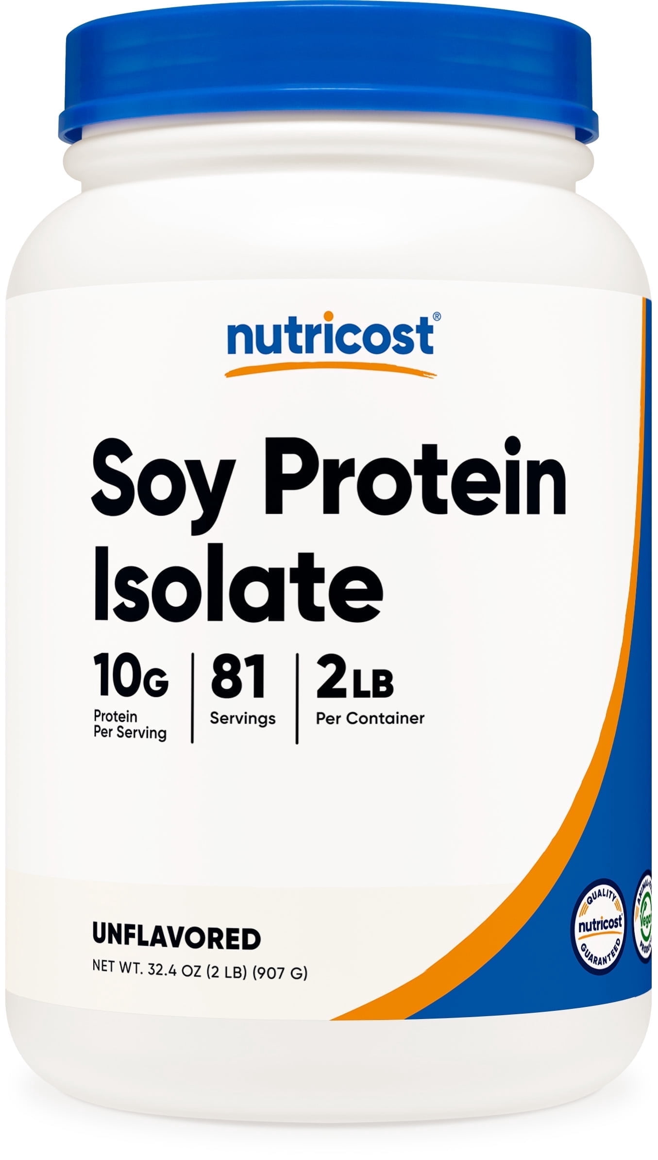Nutricost Soy Protein Isolate Powder (2 lb, Unflavored) - 10 Grams of Protein Per Serving, Vegan, GMO-Free & Gluten Free