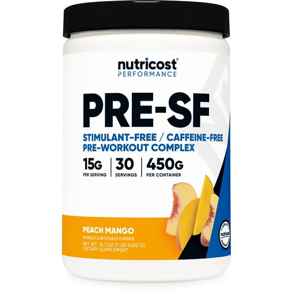 Nutricost Stim-Free Pre-Workout Powder, 30 Servings (Peach Mango) - Non-GMO Supplement