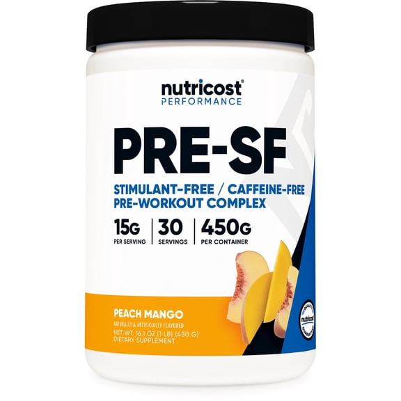 Nutricost Stim-Free Pre-Workout Powder, 30 Servings (Peach Mango) - Non-GMO Supplement