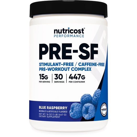 Nutricost Stim-Free Pre-Workout Powder Supplement, 30 Servings (Blue Raspberry)