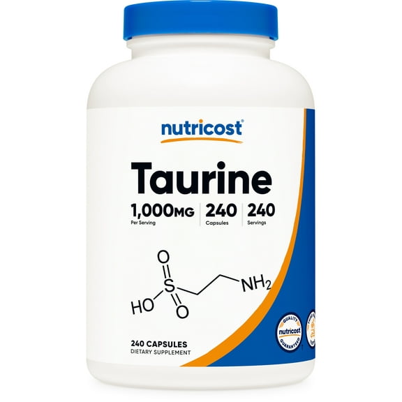 Nutricost Taurine 1000mg Capsules Supplement, 240 Capsules Per Bottle, Non-GMO & Gluten Free