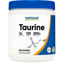 Nutricost Taurine Supplement Powder 250 Grams - 125 Servings, 2000mg Per Serving
