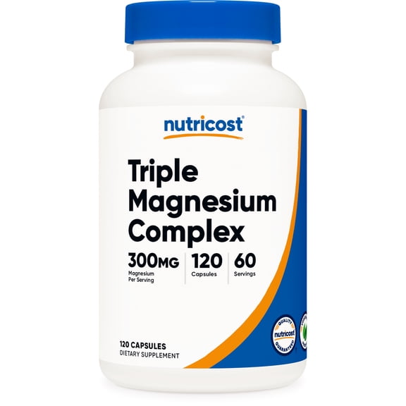 Nutricost Triple Magnesium Complex (300mg Magnesium, 120 Capsules) - Magnesium From Di-Magnesium Malate, Magnesium Bisglycinate, and Magnesium Citrate