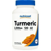 Nutricost Turmeric Capsules (95% Curcuminoids) Curcumin Supplement, 2300mg Per Serving, 120 Count