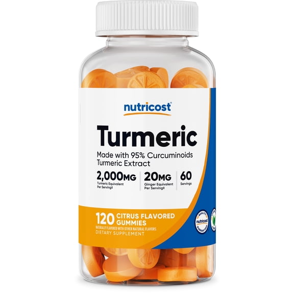 Nutricost Turmeric Gummies 2,000mg Tumeric per serving (120 gummies) - 60 Servings
