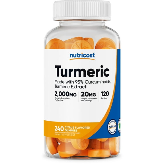 Nutricost Turmeric Gummies (240 Gummies) Supplement, 120 Servings, Citrus Flavored