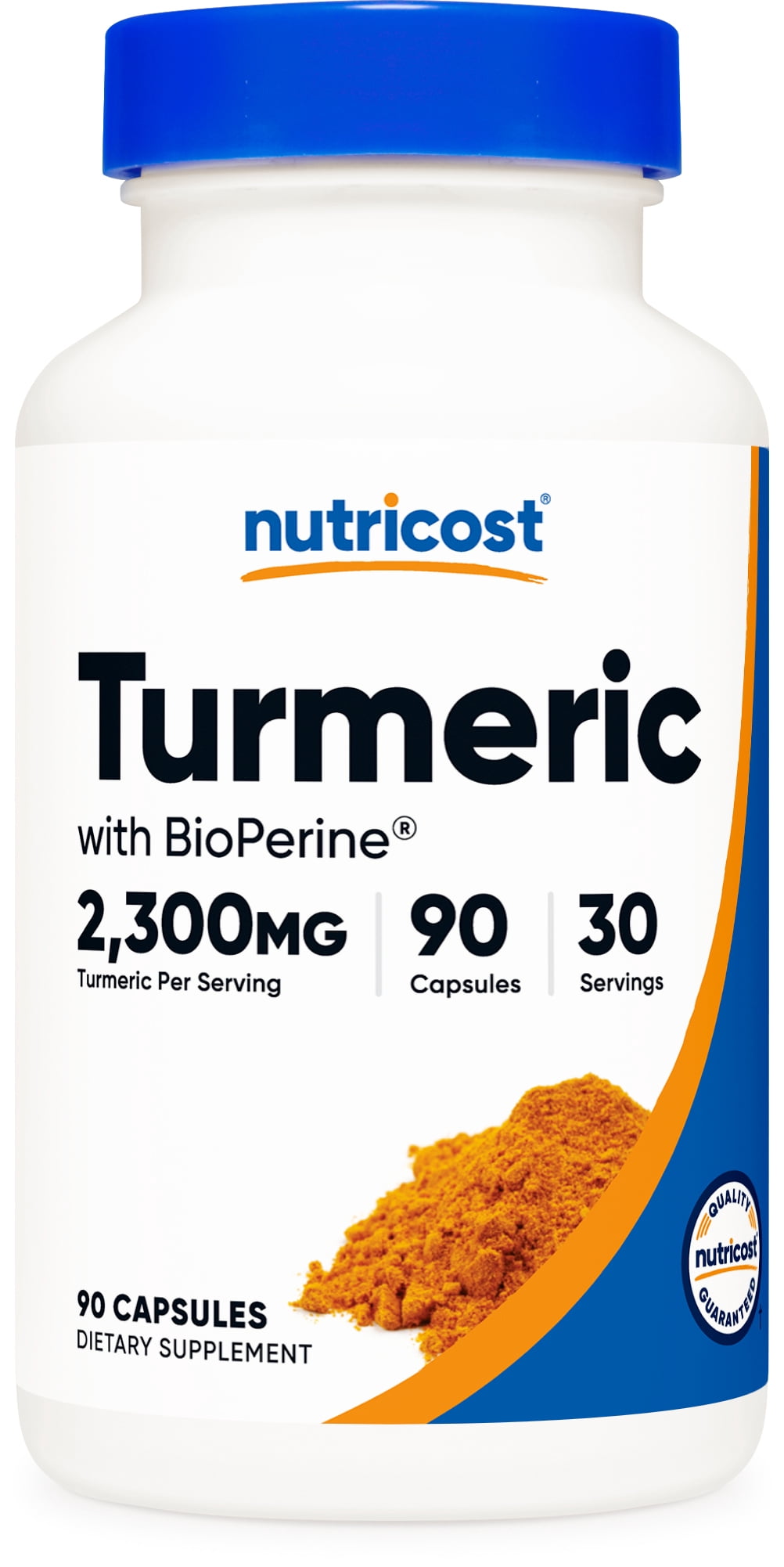 Nutricost Turmeric with BioPerine (2,300mg) 90 Capsules - 95% Curcuminoids and BioPerine Black Pepper Extract, Vegan, GMO-Free, 30 Servings