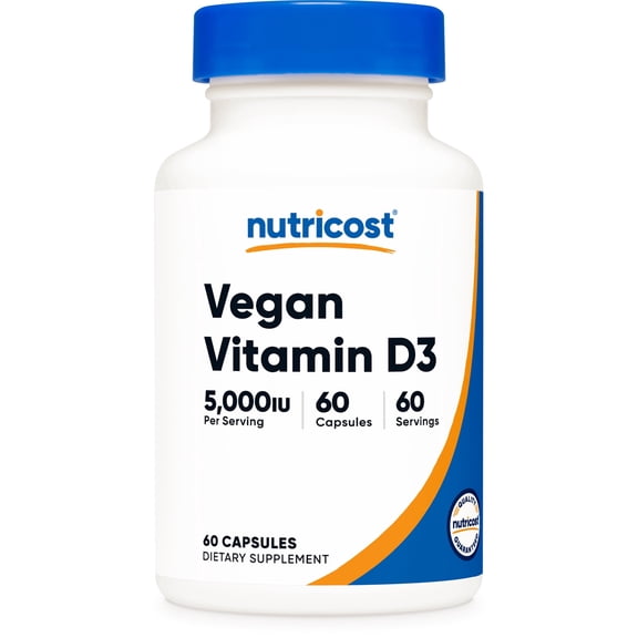 Nutricost Vegan Vitamin D3 (5,000 IU) 60 Capsules - Vegan Vitamin D Supplement, GMO-Free, Gluten-Free