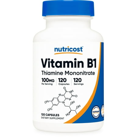 Nutricost Vitamin B1 (Thiamine) 100mg, 120 Capsules - Gluten Free and Non-GMO