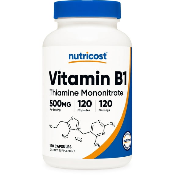 Nutricost Vitamin B1 (Thiamine) 500mg, 120 Capsules - Gluten Free & Non-GMO Supplement