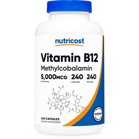 Nutricost Vitamin B12 (Methylcobalamin) 5000mcg, 240 Capsules - Non-GMO & Gluten Free