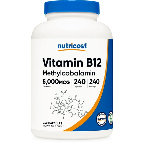 Nutricost Vitamin B12 (Methylcobalamin) 5000mcg, 240 Capsules - Non-GMO & Gluten Free
