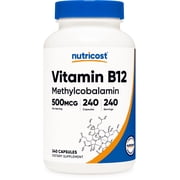 Nutricost Vitamin B12 Supplement 500mcg 240 Capsules - Methylcobalamin, Vegan, GMO-Free, Gluten-Free