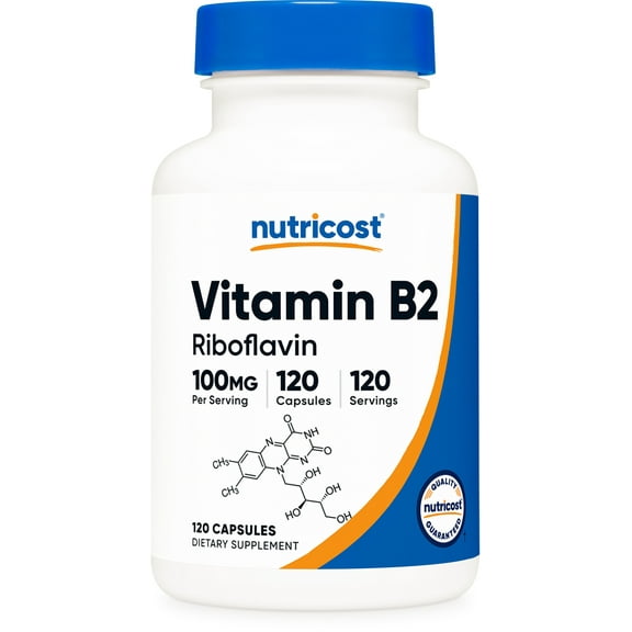 Nutricost Vitamin B2 (Riboflavin) 100mg, 120 Capsules - Non-GMO Supplement